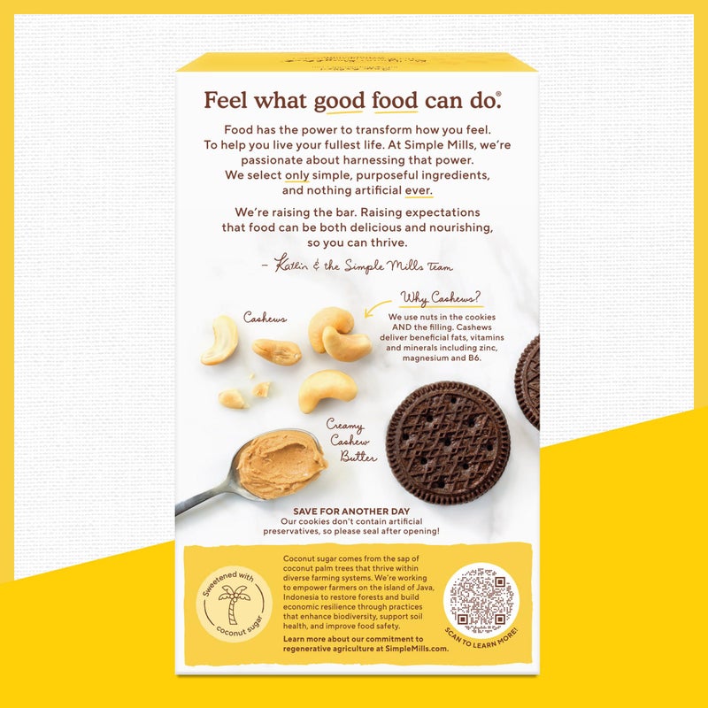 Simple Mills, Cocoa Cashew Crème Sandwich Cookies - Gluten Free, Vegan (Pack of 1) - Image 5